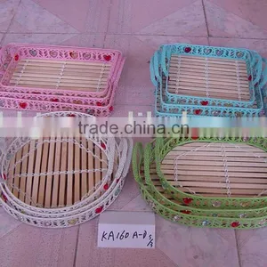 Rectangle/Square/Round/Egg Shaped Bamboo and Iron Decoration Fruit Tray thumbnail-1