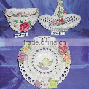 Ceramic Fruit Basket-handmade Flower Basket thumbnail-1