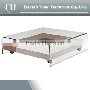 Modern Living Room Furniutre Glass Side Table With Wheels thumbnail-4