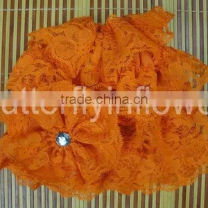 Fashion Silk Baby Orange Lace Hat With Lace Flower Baby Cap thumbnail-1
