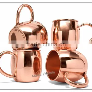 Moscow Mule Solid Copper Mug With Copper Handle thumbnail-1