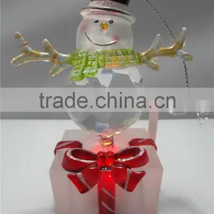 Electronic LED Light Acrylic Happy Round Snowman Figurines Toys for Kids thumbnail-6
