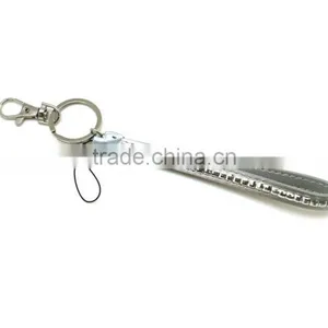 High Quality Promotion Gift PU Leather Key Chain With Crystal Gem, Swivel Snap Hooks, Key Ring Accembly, Acrylic Gem Key Chain thumbnail-3