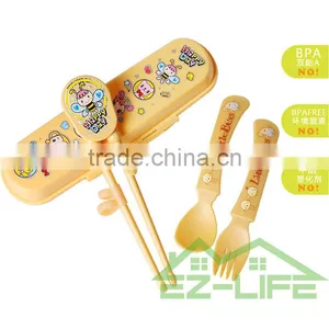 ECO PLA Plastic Training Chopstick Spoon and Fork Baby Flatware Set thumbnail-3