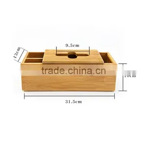 Aonong High Quality Bamboo Tissue Box/desk Organizer for Smartphones & Tablets thumbnail-6
