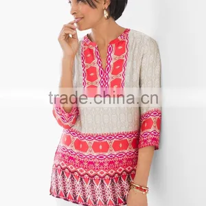 Women's Rayon Print and Contrast Fabric Blouse thumbnail-1