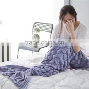 TV Blanket Knitted Fish Scale Mermaid Tail Blanket Colorful Sleeping Bag thumbnail-4
