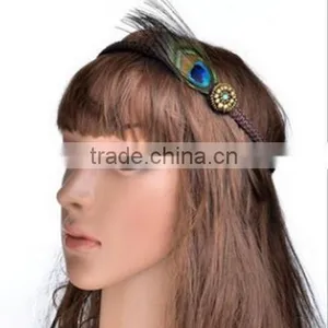 Indian Style Red Long Feather Hair Jewelry Luxucy Feather Hair Accessories Women Hair Decorations for Party thumbnail-2