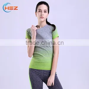 Hsz-103 Top Quality Ladies T-shirt Gym Wear for Yoga and Running Women Sports Top Wear thumbnail-2