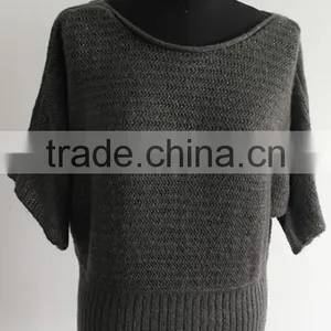 Ladies Bat Sleeve Lurex Coated With Mohair Knit Pullover Sweater thumbnail-1
