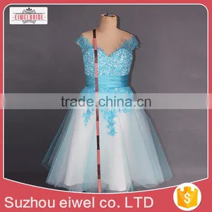 Beaded Blue Evening Dress Short Mini thumbnail-1
