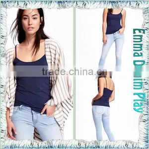 Latest Models Vogue Design Ladies Sexy Wear Wide Open Indigo Cotton Tank T Shirt thumbnail-4