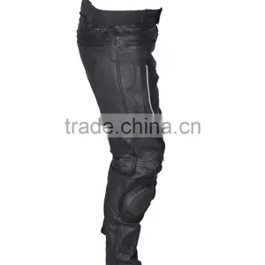 Black Motorcycle Pant/ Motorbike Leather PANT / Trousers + CE Armour to Knee & Hips thumbnail-3