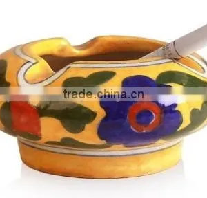 Handmade Blue Pottery Ceramic Cigarette Ash Tray thumbnail-1
