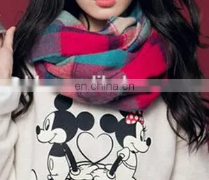 Grid Woolen Fashion Shawls Cross Printed Tartan Western Styles Women Fashion Winter Scarf Scarves thumbnail-6