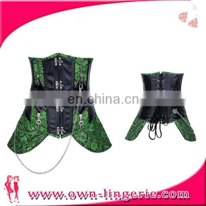 Women's Leather Steampunk Gothic Steel Boned Corset With Zipper thumbnail-1