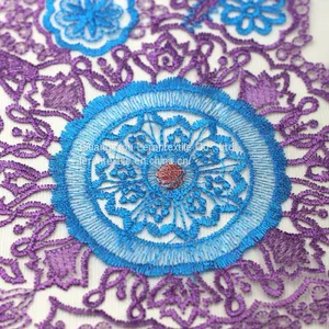 China Factory Peacock Feather Fabric Embroideried Mesh Net Lace Fabric for Wedding thumbnail-2
