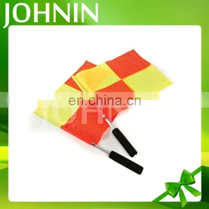 Good Quality Custom Printing Red Yellow Sport Football Soccer Hand Referee Flag thumbnail-2