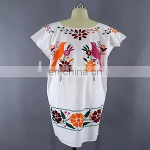 2017 Latest Embroidery Designs Women Flower Plus Size Elegent Mexican Dress Embroidered thumbnail-1