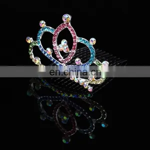 Korean Tiaras New Style White Rhinestone Mini Cute Crown Hair Combs thumbnail-2