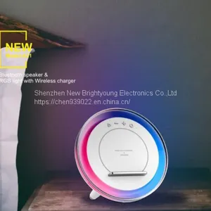 A21 Button Bluetooth Speaker Wireless Charging Colorful Atmosphere Bedside Lamp thumbnail-3