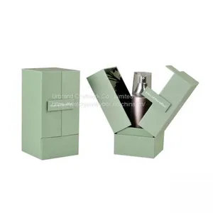 Luxury Magnet Bottle Gift Packaging Paper Cosmetic Perfume Box Mint Green Color thumbnail-1