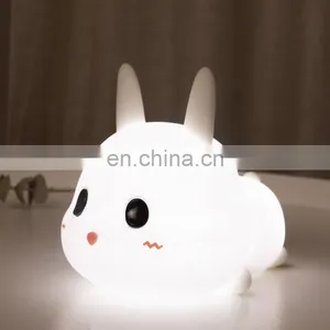Cute Bunny Night Light Animal Lamp Silicone Nursery Baby Night Light for Teen Girls Bedroom Decor Decrations thumbnail-1