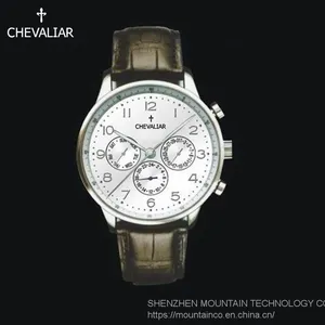 Stainless Steel Multi-Function Watches Man Genuine Leather Quartz Chronograph Watch thumbnail-4