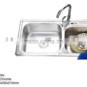 Used Kitchen Sinks Stainless Steel Material Unique Double Drain Board Factory Price Double Bowl Kitchen Sinks thumbnail-1
