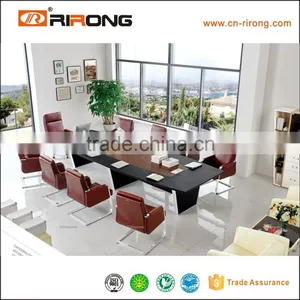 Paer China Leather Wood Veneer Stainless Steel High Top Meeting Table thumbnail-1
