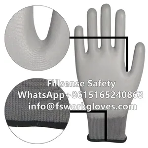 13Gauge Polyester Liner Polyurethane / PU Coated Work Gloves (White-White) EN388 3131X thumbnail-4