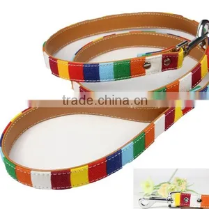 Rainbow Color Small MOQ PU Leather Dog Leash Wholesale thumbnail-1