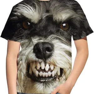 Kid All Over Print 3D Graphic Funny Dog Face Short Sleeve T Shirts for Boys Girls thumbnail-1