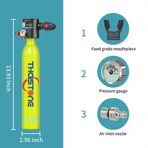 THAISTONE 0.5L Double Green Mini Scuba Diving Lung Dive Air Tank With Pump Dive Mask thumbnail-2