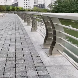 Customized Outdoor Landscape Stainless Steel Posts With Glass Railings and Handrails for Balconies, Subways, Malls, Bridges and Engineering Projects thumbnail-2