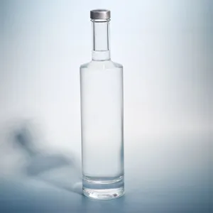 Wholesale 1000ml Empty Cork Sealed Clear Round Glass Liquor Bottle for Vodka Whisky Tequila Gin Rum Brandy thumbnail-3