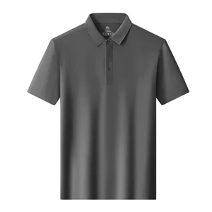 Extra Large Men's Ice Silk Light Luxury High Elasticity Short Sleeve T-shirt Plus Fat Large Half Sleeve Polo Shirt thumbnail-3