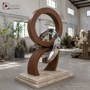 Weathered Steel Geometric Sculpture for Modern Landscape thumbnail-5