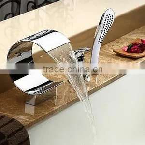 Three Holes Waterfall Bathtub Faucet Bath Tub Mixer Taps Bathtub Mixer thumbnail-3