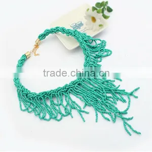 New Fashion Long Tassels Women Jewelry Beads Pendant Bib Necklace thumbnail-2