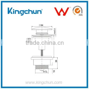 Watermark Western Style Basin Waste Wash Drain Pop up Chrome Plated With Overflow (K316-D) thumbnail-2
