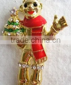 Fashion Gold Clown Brooch With Red Enamel thumbnail-1