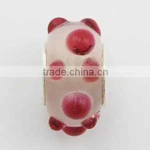 Handmade Pink Semi-Spheres Relief Murano Glass Bead thumbnail-1