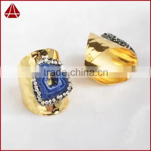 Wholesale Crystal Rhinestone Paved Gemstone Rings Adjustable Size Oval Shape Gemstone Rings thumbnail-4