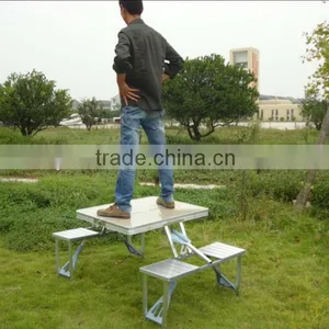 MDF Top Folding Aluminum Picnic Table Foldable Table and Chairs thumbnail-2