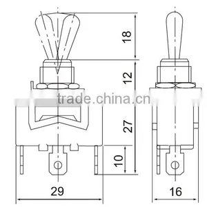 CNTD 12mm Tab Terminal SPDT Toggle Switch ON-ON 2 Way Toggle Switch C512A thumbnail-2