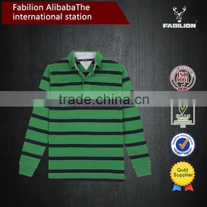 2016 Hot Selling Washed Striped Long Sleeve for Big Size Polo Shirt thumbnail-3