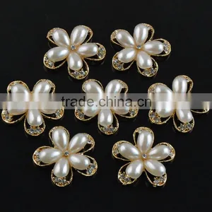 DIY Flower Pearl Embellishment,Hollow Out Flower Pearl Embellishment Flat Back Quality Choice thumbnail-2