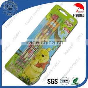 4 Pcs Natural Wood HB Pencil With Eraser thumbnail-1
