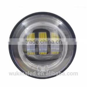 4-1/2" Halo Black LED Auxiliary Spot Fog Passing Lights Lamps Pair Harley Motorcycle thumbnail-1